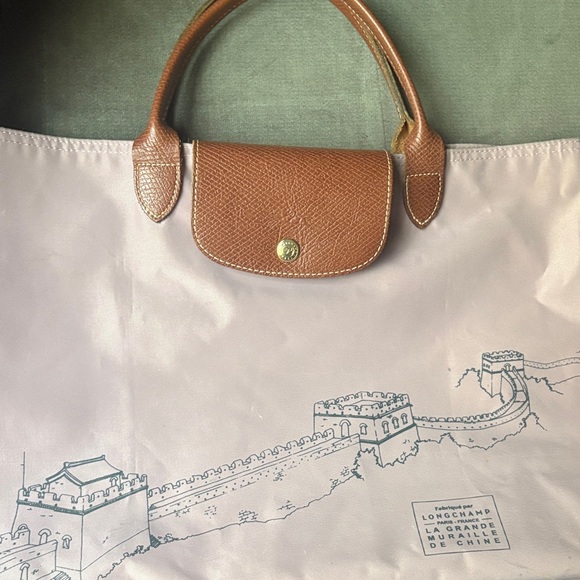Longchamp Handbags - RARE Longchamp Le Pliage - Pink and Brown Great Wall Graphic Design-LMTD Edition
